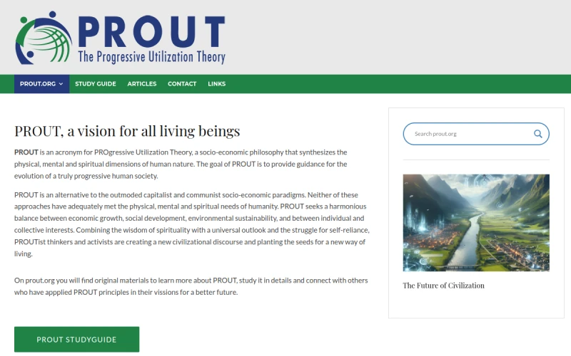 Website screenshot of Progressive Utilization Theory